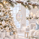 Iridescent Frosted Teardrop Glass Christmas Ornament