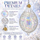 Iridescent Frosted Teardrop Glass Christmas Ornament