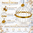 Openable Clear Ribbed Glass Gold Hinge Christmas Ornament
