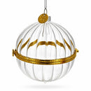 Openable Clear Ribbed Glass Gold Hinge Christmas Ornament