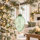 Oval Vintage Style Clear Glass Egg Christmas Ornament