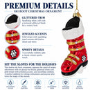 Red Ski Boot Glass Christmas Ornament