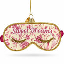 Pink Sleeping Mask with Eyelashes Glass Christmas Ornament