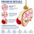 Pink Sleeping Mask with Eyelashes Glass Christmas Ornament