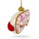 Pink Sleeping Mask with Eyelashes Glass Christmas Ornament