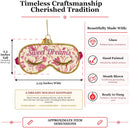 Pink Sleeping Mask with Eyelashes Glass Christmas Ornament
