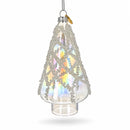 Iridescent Frosted Teardrop Clear Glass Christmas Ornament