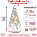 Iridescent Frosted Teardrop Clear Glass Christmas Ornament