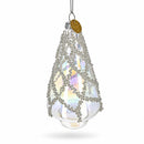 Iridescent Frosted Teardrop Clear Glass Christmas Ornament