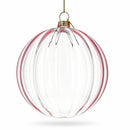 Light Pink Ribbed Glass Ball Christmas Ornament
