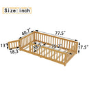 Montessori Floor Bed with Safety Guardrails - Pine Wood