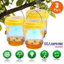 3Pack Solar Wasp Traps Outdoor Hanging Insect Catchers with UV Light for Paper Wasps Yellow Jackets Small Hornets Fruit Flies House Flies