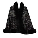 Sequined Fur Collar Knitted Inverness Women