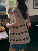 Heart Pattern Knitted Handbag