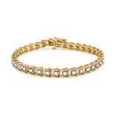 14K Yellow Gold Plated .925 Sterling Silver 2.00 Cttw Miracle Set Diamond Wave Link Bracelet (L-M Color, I2-I3 Clarity) - Size 7.25"
