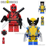 Deadpool  & Wolverine SET OF 2 Marvel MCU Lego Minifigures Custom Toys