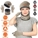 Winter Knitted Hat Scarf Gloves 3Pcs Winter Warm Beanie and Touch Screen Gloves Scarf Set Knit Beanie Skull Cap Neck Warmer Mittens for Men Women