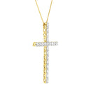 10K Yellow Gold Plated .925 Sterling Silver 4.0 Cttw Round Cut Diamond Cross Pendant Necklace (J-K Color, I1-I2 Clarity) - 18"