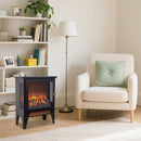 Electric Fireplace Stove Heater 18" with 3-Sided Flame View