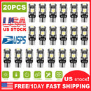 20Pcs T10 SMD5050 LED Light Bulbs 6000K Wedge Light Lamps Dome Map License Plate Car Interior Festoon Lights Kits