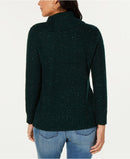 Style & Co Petite Envelope-Neck Tweed Sweater