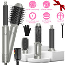 6 In 1 Hot Air Styler Volumizer Straightener Curler Dryer Automatic Wrap Styler Hair Dryer Brush Set with 3 Temp Settings ALCI Plug Glove Cable Zip Ti