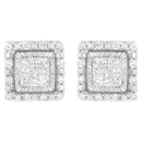 10K White Gold 1/2 cttw Invisible Set Princess-Cut Diamond Square Stud Earring (I-J Color, I1-I2 Clarity)