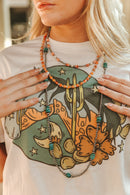Desert Ember Beaded Shell Necklace