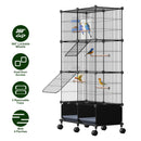 46-Inch Bird Cage with Wooden Perches and Rolling Wheels
