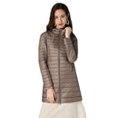 Lightweight Mid-length White Duck Down Slim-fit Winter Hooded Coat