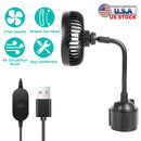 Car Cooling Fan Portable Car Cup Holder Fan Adjustable Gooseneck Fan with 3 Speeds for Car Van Truck SUV RV