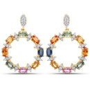 4.12 Carat Genuine Multi Sapphire .925 Sterling Silver Earrings