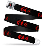 Harley Quinn Diamond Full Color Black Red Seatbelt Belt - Bat Logo/Harley Quinn Diamonds Black/Red Webbing