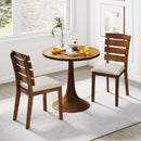 Dining Chair Set of 2 with Slatted High Backrest and Rubber Wood Legs-Brown