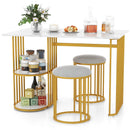 Rectangular Dining Table for 2 with 2-tier Storage Shelf for Small Space Dining Room-White