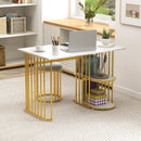 Rectangular Dining Table for 2 with 2-tier Storage Shelf for Small Space Dining Room-White