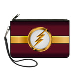 Canvas Zipper Wallet - LARGE - The Flash Logo10 Stripe Burgundy Golds White