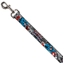 Dog Leash - CAPTAIN AMERICA 2-Poses/Comic Blocks Grays/Red/White/Blue