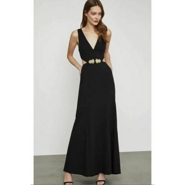 bcbg black cutout dress Embellished Cut-Out Gown Black / 12