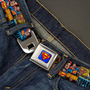 Superman Full Color Blue Seatbelt Belt - SUPERMAN Action Blocks Red/Blue Webbing