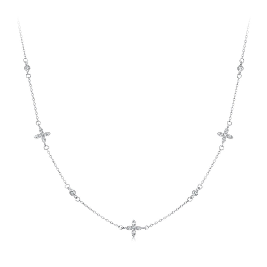 925 Sterling Silver White Gold Plated CZ Pendant Necklace for Women