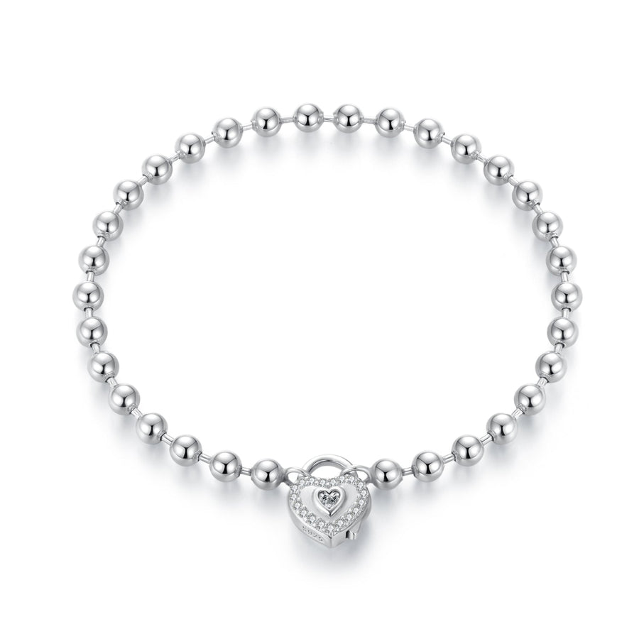 925 Sterling Silver White Gold Plated 17cm Bracelet with CZ Paved Setting for Women