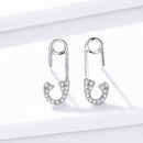 925 Sterling Silver Earrings for Women - 1.7x0.6cm, Platinum Plated with Pavé Setting CZ