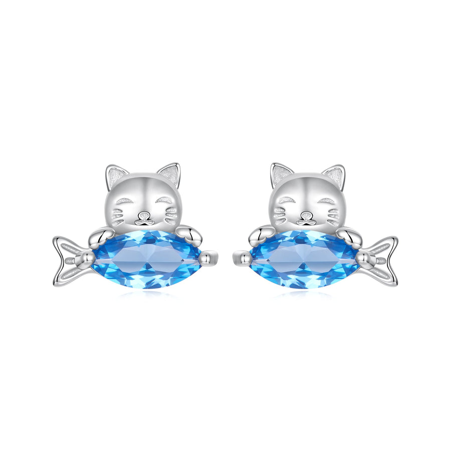 925 Sterling Silver 0.8cm White Gold Plated CZ Earrings for Women