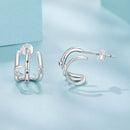 925 Sterling Silver Earrings with Pavé Setting CZ - Oxidized Silver, 1.1cm for Women