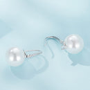 925 Sterling Silver Earrings with Quality Shell Pearl and CZ, 21*11mm, for Women