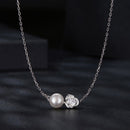 925 Sterling Silver Moissanite & Freshwater Pearl White Gold Necklace 45cm for Women