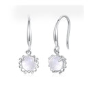 925 Sterling Silver White Gold Plated Natural Moonstone 2.0x0.7cm Earrings for Women