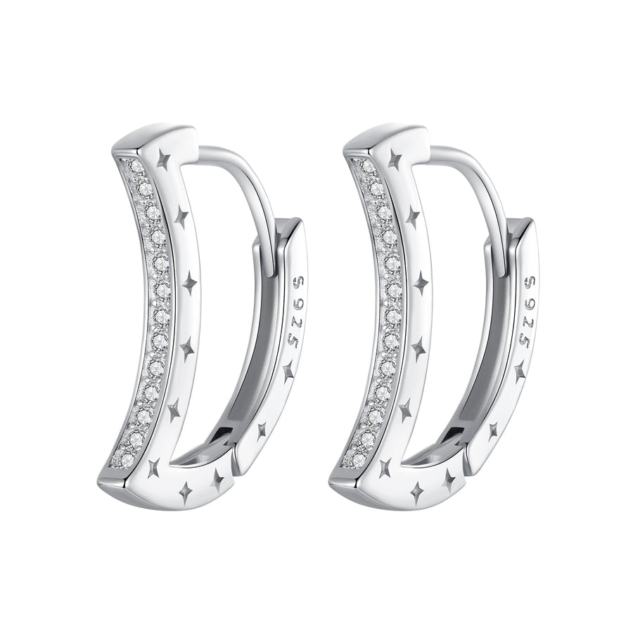 925 Sterling Silver Pave Setting CZ White Gold Plated Earrings for Women