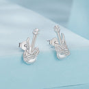 925 Sterling Silver Earrings for Women with White Gold Plating, Size 1.5x0.6cm
